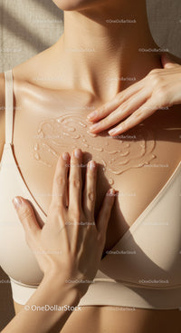 Close-Up of Woman Applying Moisturizing Lotion on Neck and Shoulder