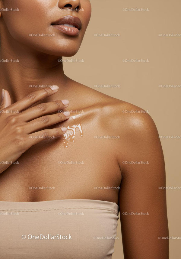 Close-up of a Woman's Shoulder and Neck with Glowing Skin