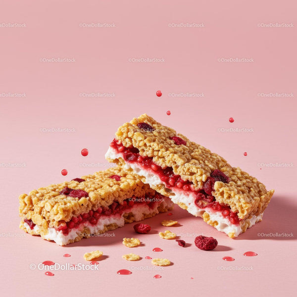 Crispy Cereal Bars with Cream and Berry Filling