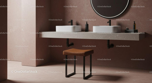 Modern Bathroom with Double Sinks and Stylish Wall Mirror