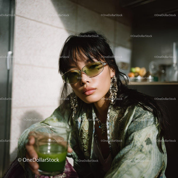 Stylish Young Woman with Sunglasses in Outdoor Urban Setting