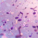 Floating Musical Notes in Vibrant Pink and Purple Colors