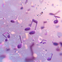 Floating Musical Notes in Vibrant Pink and Purple Colors