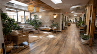 Bright Modern Lounge with Indoor Plants and Natural Wood Decor