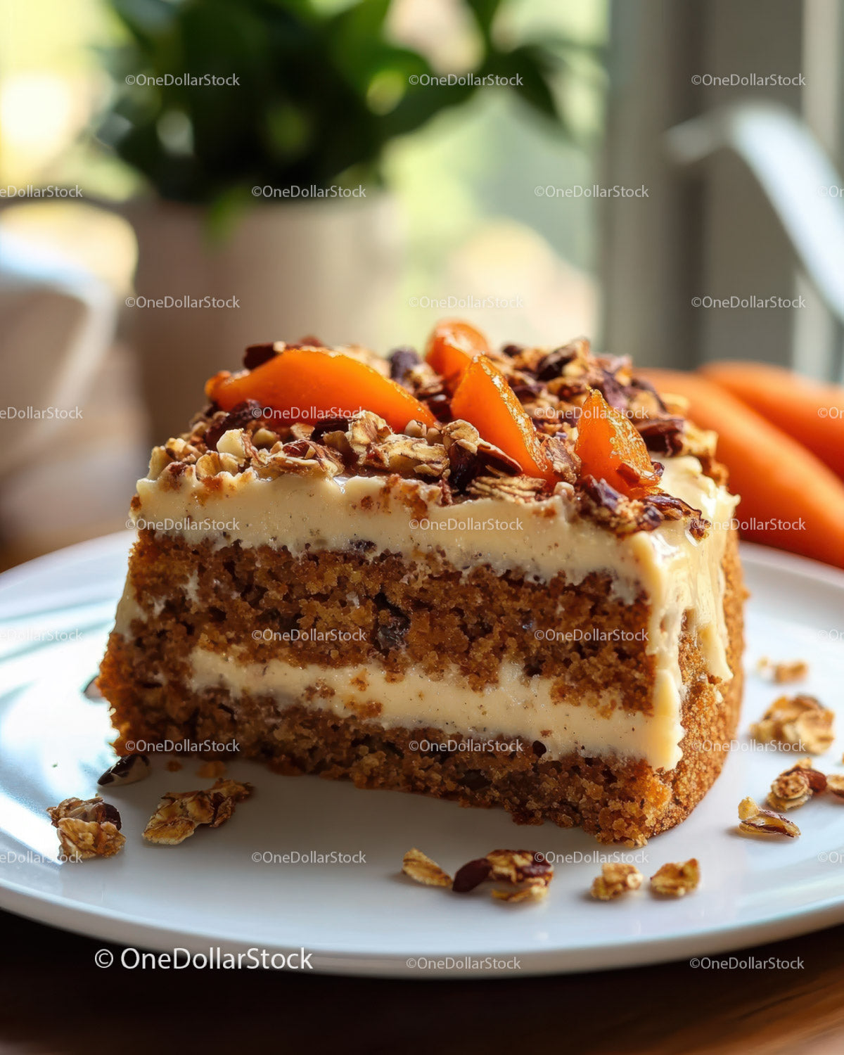 Chocolate Cake with Caramel Glaze and Orange Carrot Slices