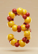 Number Nine Formed by Floating Oranges and Strawberries