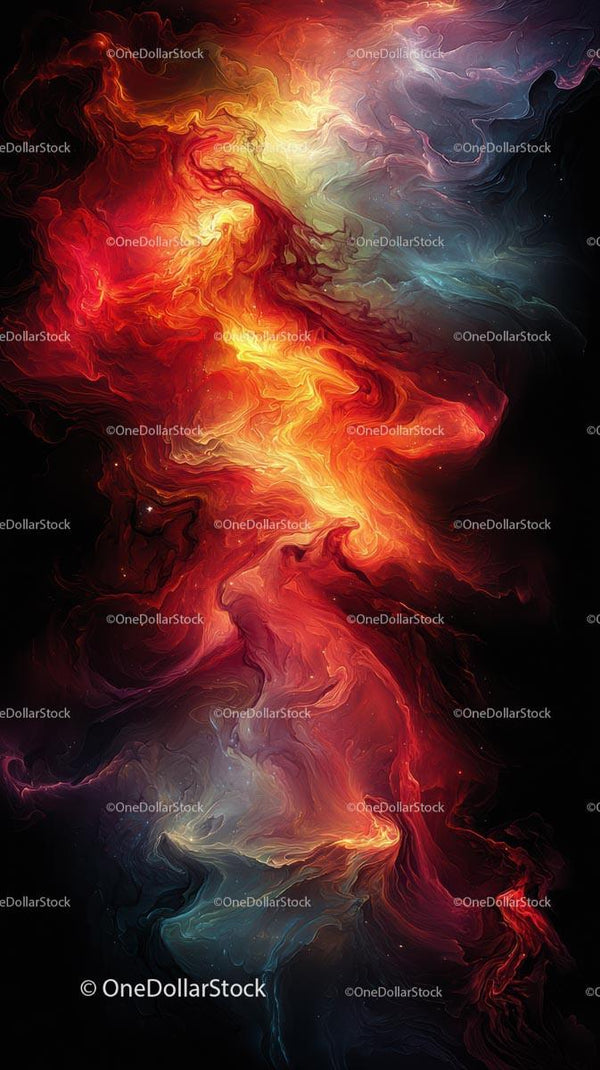 Abstract Fiery Explosion with Swirling Flames and Vibrant Colors