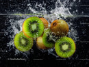 Fresh Kiwi Fruit Slices Water Splash with Vibrant Colors