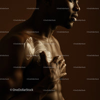 Muscular Man Applying Lotion for Skin Care Routine in Warm Lighting