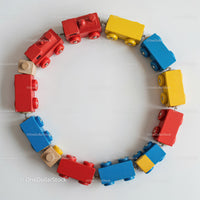 Colorful Wooden Toy Trains Circle for Kids Play and Education