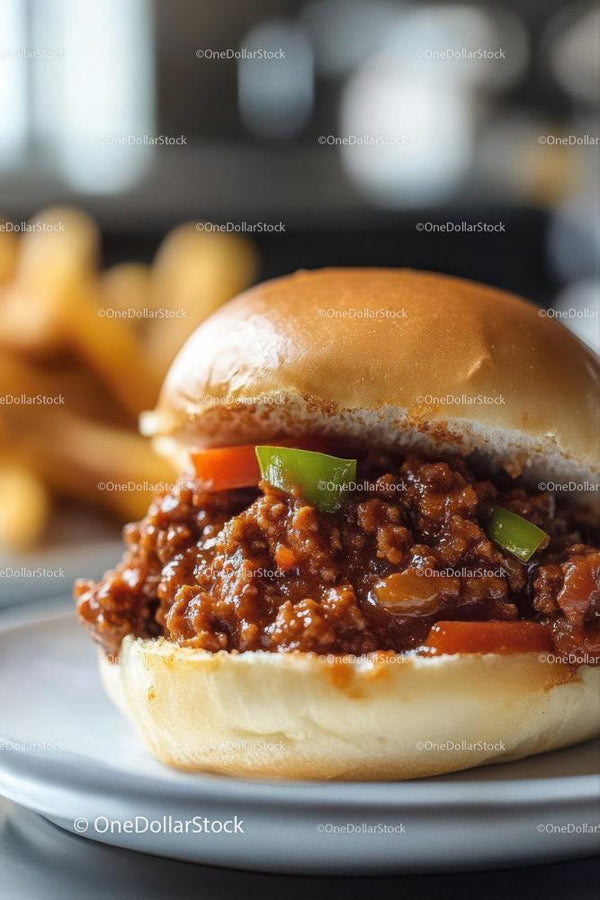 Spicy Beef Chili Burger with Green Onions and Soft Bun