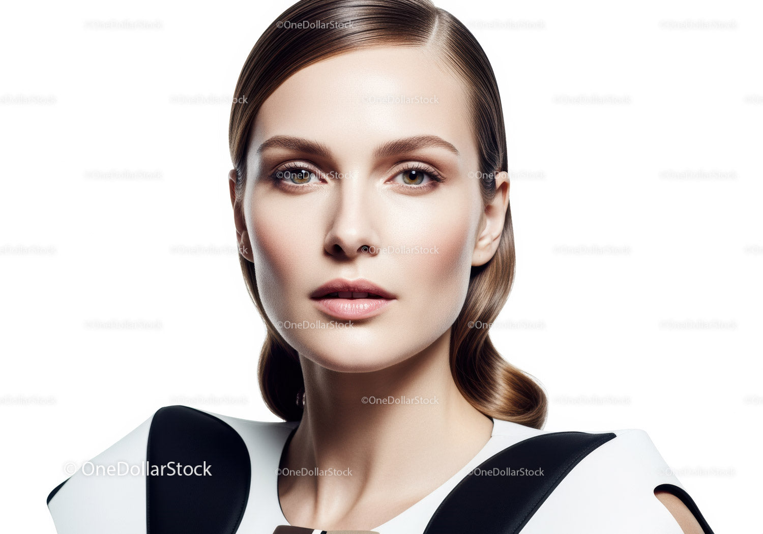 Elegant Female Portrait with Clear Skin and Stylish Hair