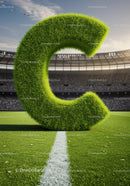 Green Grass Letter C Standing on Sports Field