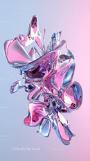 Abstract Fluid Art with Pink and Blue Glass-like Textures