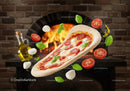 Fresh Margherita Pizza Ingredients Flying Near Oven