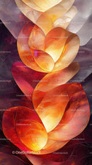 Abstract Modern Floral Design with Glowing Leaves in Warm Colors