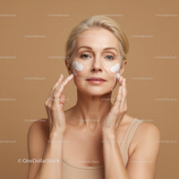 Mature Woman Applying Face Cream for Skincare Routine