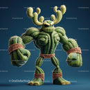 Creative cactus superhero figurine with vibrant green succulents