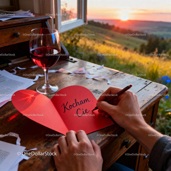 Handwriting a Romantic Valentine Note by Sunset