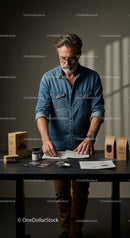 Stylish Businessman Engaged in Creative Product Design Process