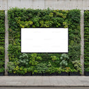 Urban green wall with blank white advertising space
