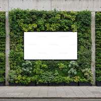 Urban green wall with blank white advertising space