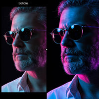 Before and after Neon Rain Lightroom preset edit