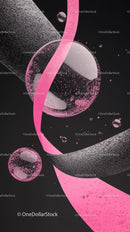 Abstract Pink and Black Cosmic Spheres with Glittery Textures