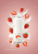 Refreshing Strawberry Splash Around White Beverage Can