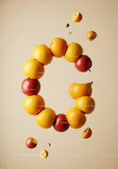 Creative arrangement of fresh citrus fruits in shape of six