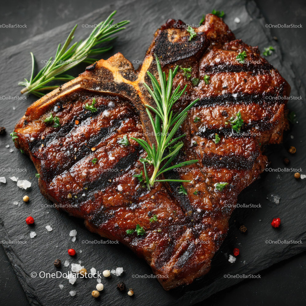 Juicy Grilled Pork Chop with Herbs and Barbecue Style