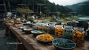 Herbal Jars and Dried Flowers at Rustic Outdoor Market