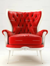 Red Leather Vintage Armchair with High Backrest and Elegant Design