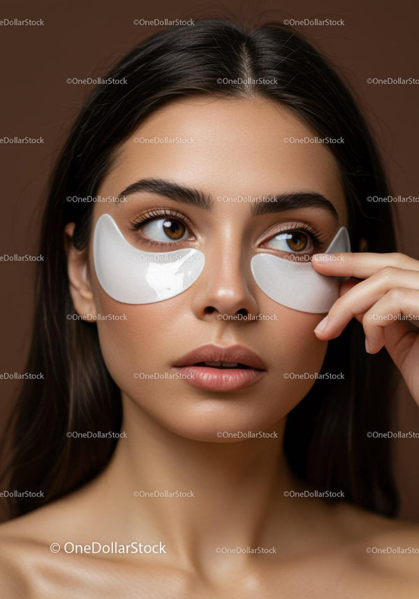 Young Woman Applying Eye Patches for Skincare Beauty Treatment