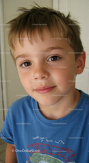 Close-up of a smiling young boy with bright eyes