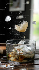 Refreshing Cold Drink with Ice Cubes and Splash Effect