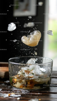 Refreshing Cold Drink with Ice Cubes and Splash Effect