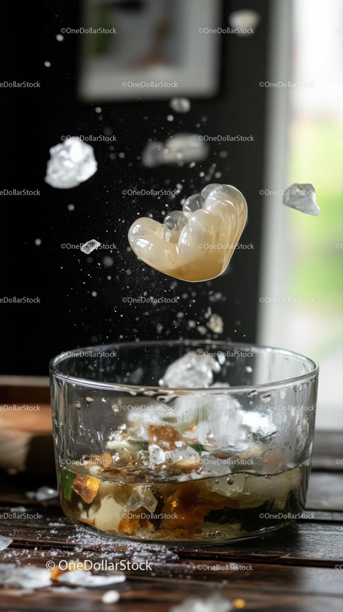 Refreshing Cold Drink with Ice Cubes and Splash Effect