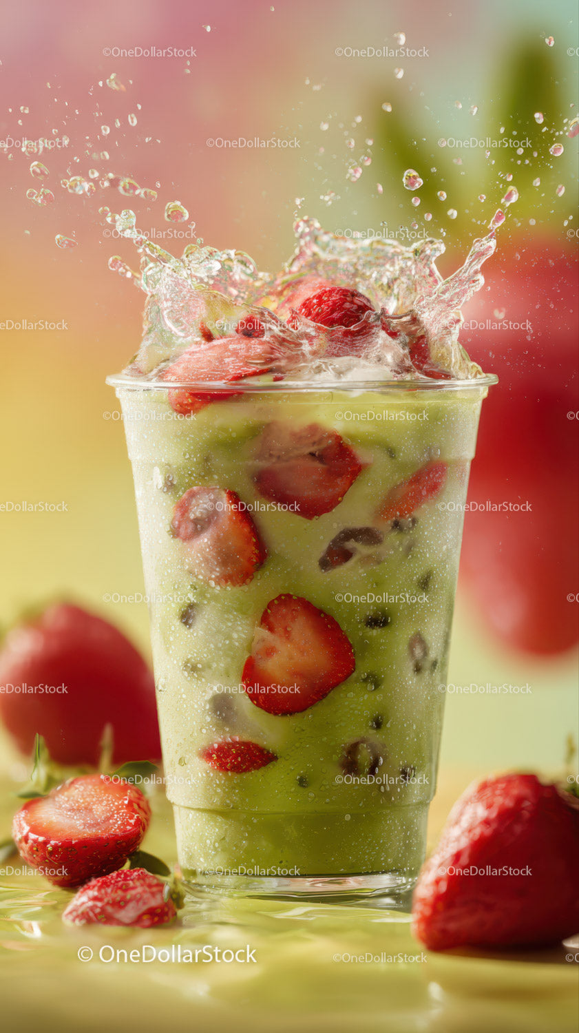 Colorful Mixed Fruit Salad in a Tall Glass for Refreshing Summer Drink