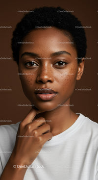 Close-Up Portrait of a Young African Woman with Freckled Skin