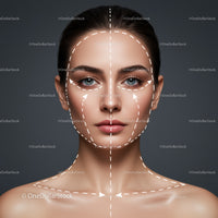 Professional Facial Treatment Concept with Line Annotations on Woman's Face
