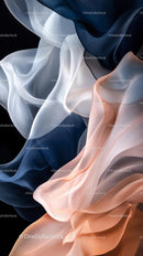 Elegant flowing silk fabrics in pastel and navy shades with a luxurious appearance
