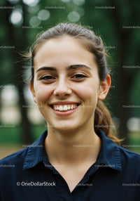 Happy Smiling Woman Outdoors in Summer with Natural Background