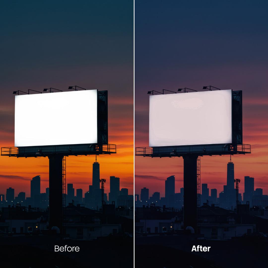 Before and after Urban City LUT Pack effect