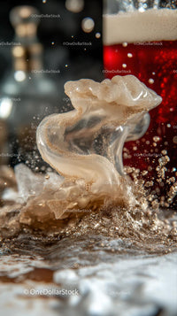 Dynamic Splash of Bubbly Fizzy Drink with Foam and Bubbles