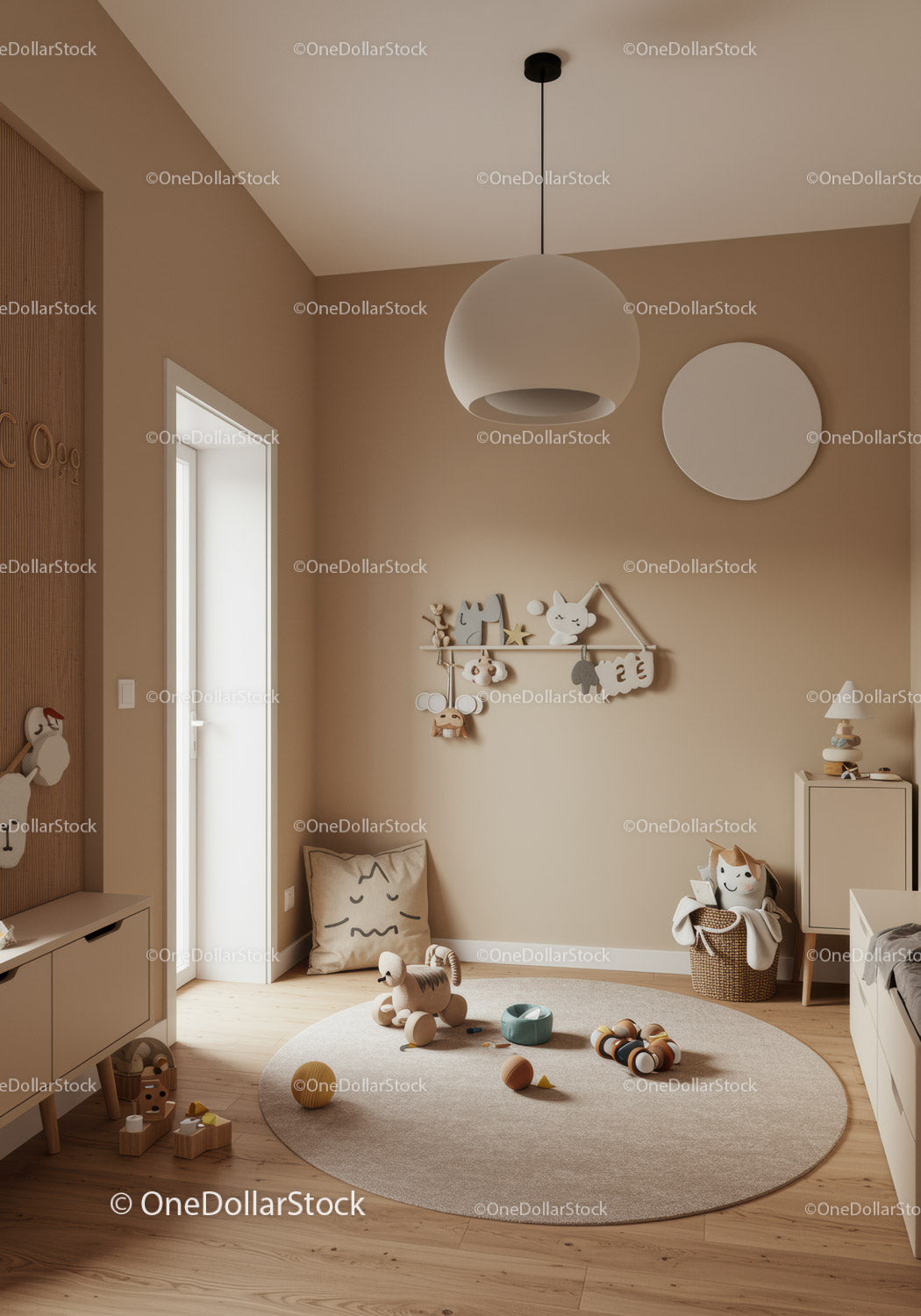 Cozy Children's Nursery with Plush Toys and Modern Decor
