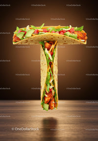 Taco Arranged in T Letter with Fresh Ingredients