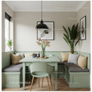 Modern Mint Green Kitchen Corner with Indoor Plants and Wall Art