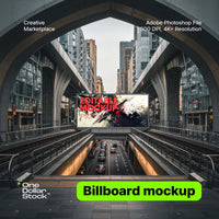 Billboard in modern city Editable PSD Mockup preview