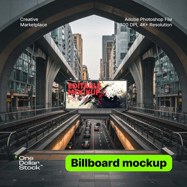 Miejski mockup billboardu pod nowoczesnym łukiem